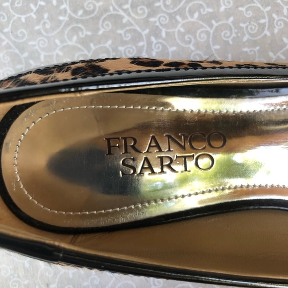 Franco Sarto Leopard Cap Toe Leather Ballet Flats with Buckle - Picture 11 of 11